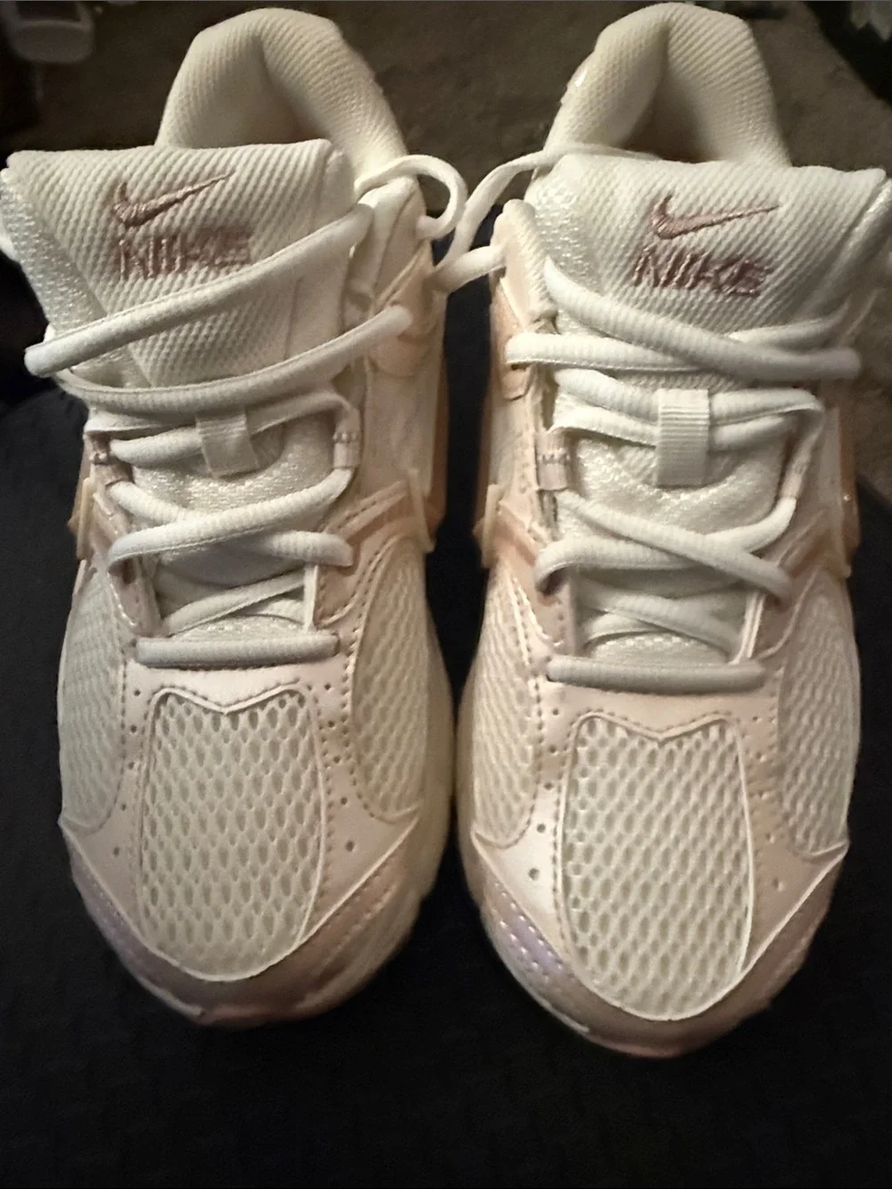 Nike Women’s Pale Pink and White Mesh Sneakers v4